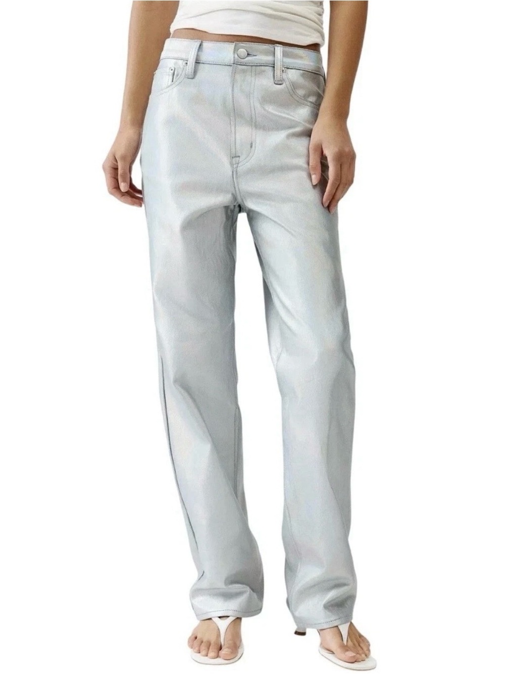 Pistola Iridescent Silver Metallic Jeans
